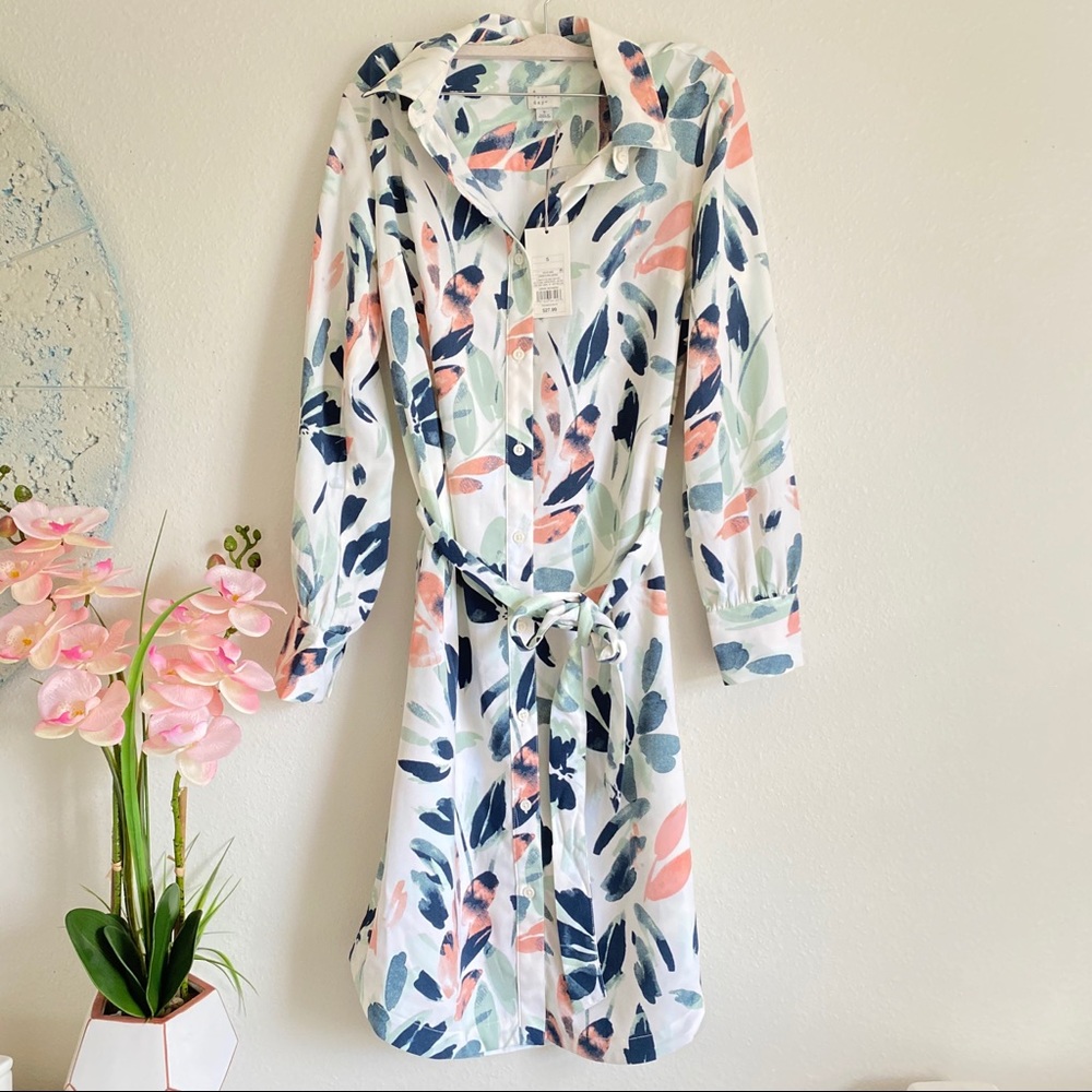 NWT A New Day Floral Print Long Sleeve Shirtdress